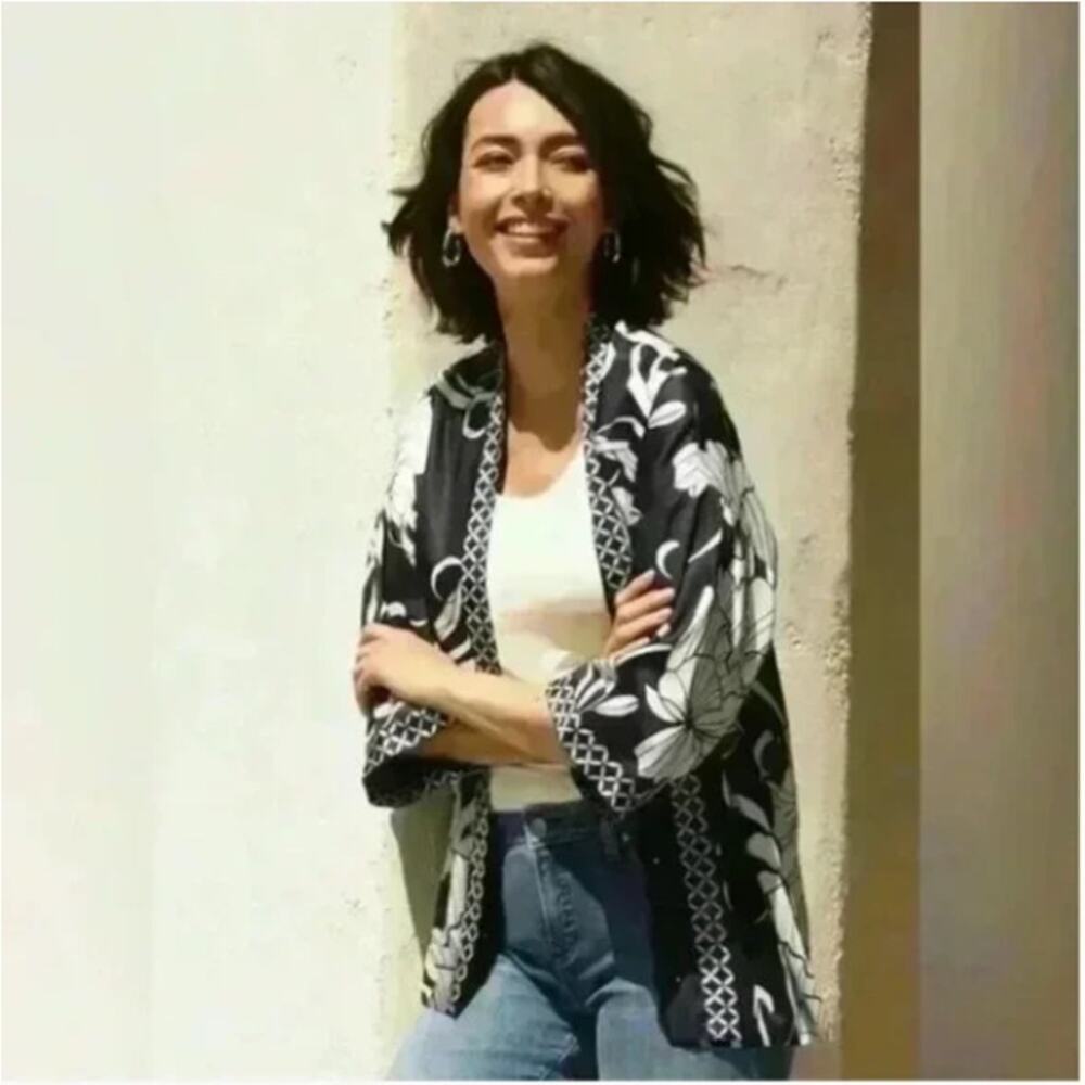 NEW! Chico's 'Kasbah' Short Kimono in CLASSIC NAVY (L/XL)